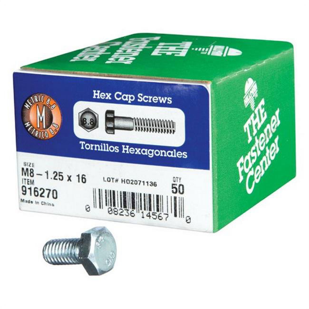 Hillman M8-1.25 mm x 16 mm Heat-Treated Steel Hex Head Cap Screws, 50-Pack