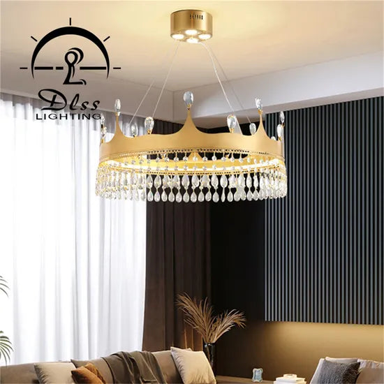 DLSS Lighting Co., Ltd Hot Sale Large Pendant Hanging Light LED Crystal Chandeliers Modern Decorative Pendant Lamp