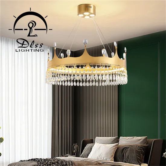 DLSS Lighting Co., Ltd Hot Sale Large Pendant Hanging Light LED Crystal Chandeliers Modern Decorative Pendant Lamp
