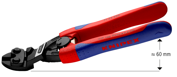 KNIPEX 8 in. Angled CoBolt Mini Bolt Cutters with Opening Spring, Locking Lever, Comfort Grips and Tether Attachment