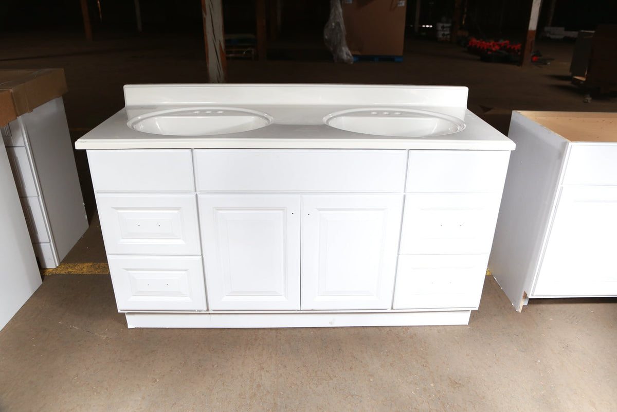 Project Source 60-in White Bathroom Vanity Cabinet (Base Only)
