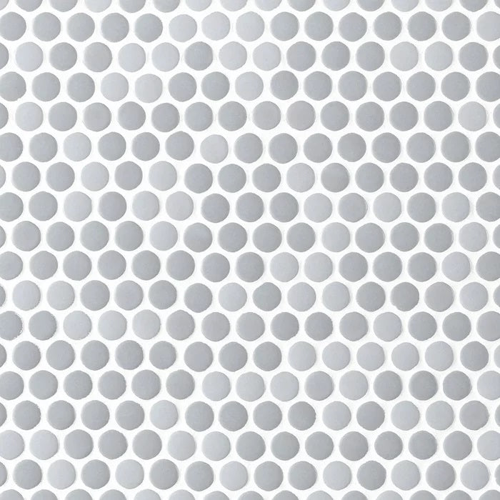 Ice Blue Penny Mixed Finish Porcelain Mosaic