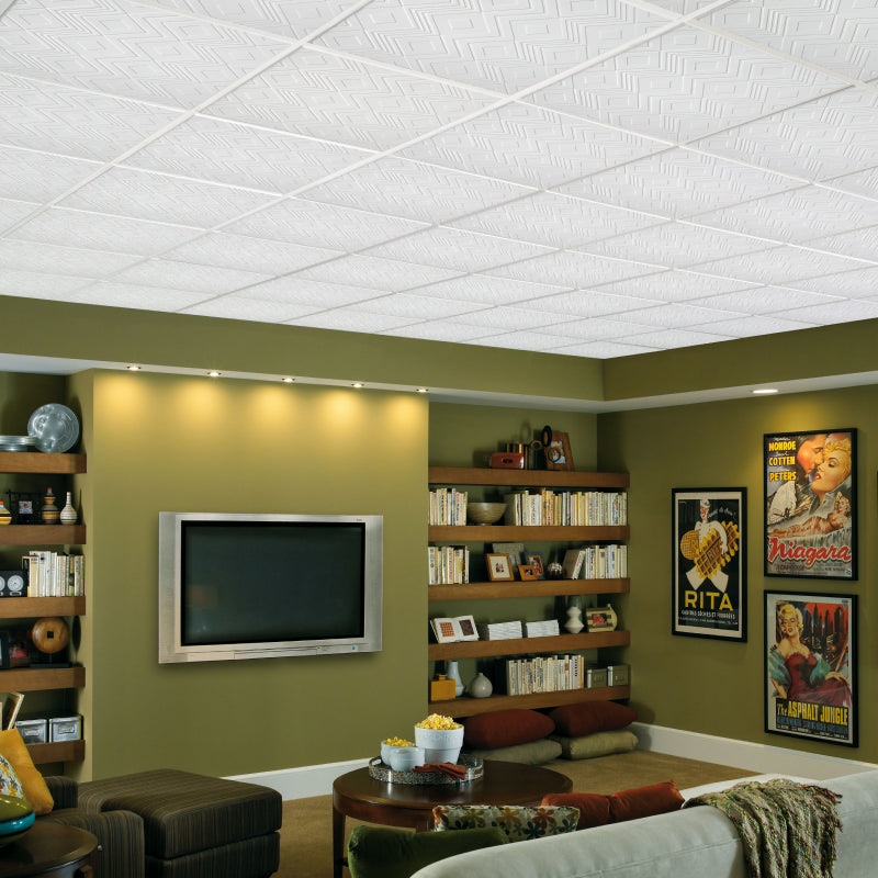 Armstrong Ceilings 24-in x 24-in Tango 6-Pack White Patterned 15/16-in Drop Acoustic Panel Ceiling Tiles