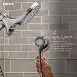 Moen Brecklyn Single-Handle 6-Spray Tub & Shower Faucet with Magnetix Rainshower Combo, Spot Resist Brushed Nickel
