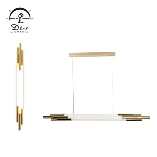 DLSS Lighting Iron Glass Tube Gold Chandelier LED Light pendant Light