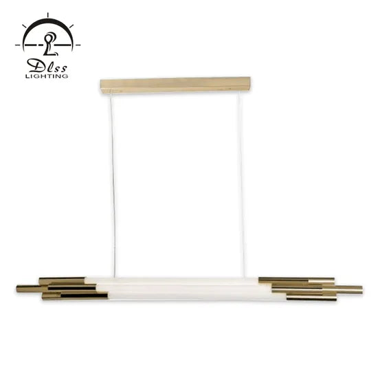 DLSS Lighting Iron Glass Tube Gold Chandelier LED Light pendant Light