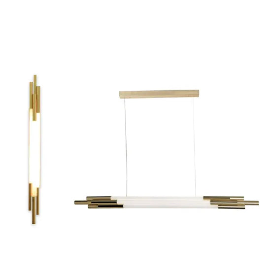 DLSS Lighting Iron Glass Tube Gold Chandelier LED Light pendant Light