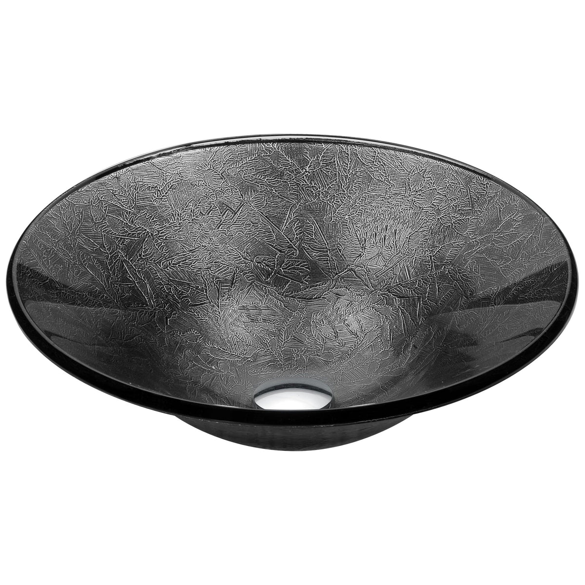 ANZZI Jonas Round Glass Vessel Sink, Arctic Sheer, 17.7 x 17.7 x 5.7 in, LS-AZ8215