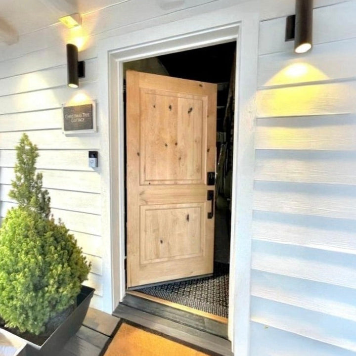Krosswood Doors 30 in. x 80 in. Knotty Alder 2 Panel Right-Hand Inswing Grey Stain Wood Prehung Front Door