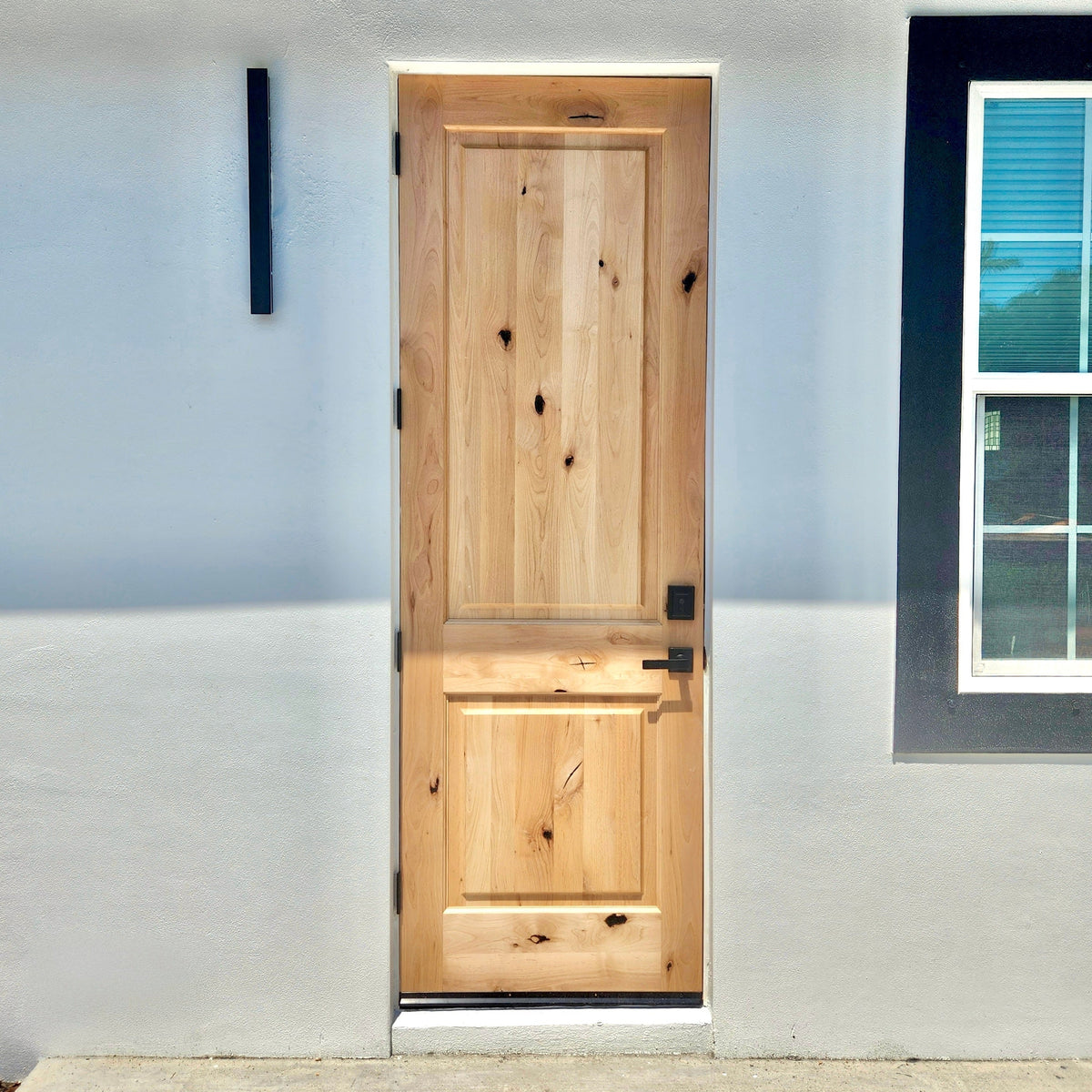 Krosswood Doors 32 in. x 80 in. Knotty Alder 2-Panel Left-Hand Inswing Grey Stain Wood Prehung Front Door