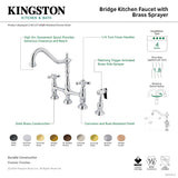 Elements of Design Heritage Chrome 2-Handle Bridge Kitchen Faucet with Brass Side Sprayer, Deck-Mount, 4-Hole