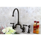 Elements of Design English Country Oil-Rubbed Bronze 2-Handle Deck-Mount Bridge Kitchen Faucet with Side Sprayer