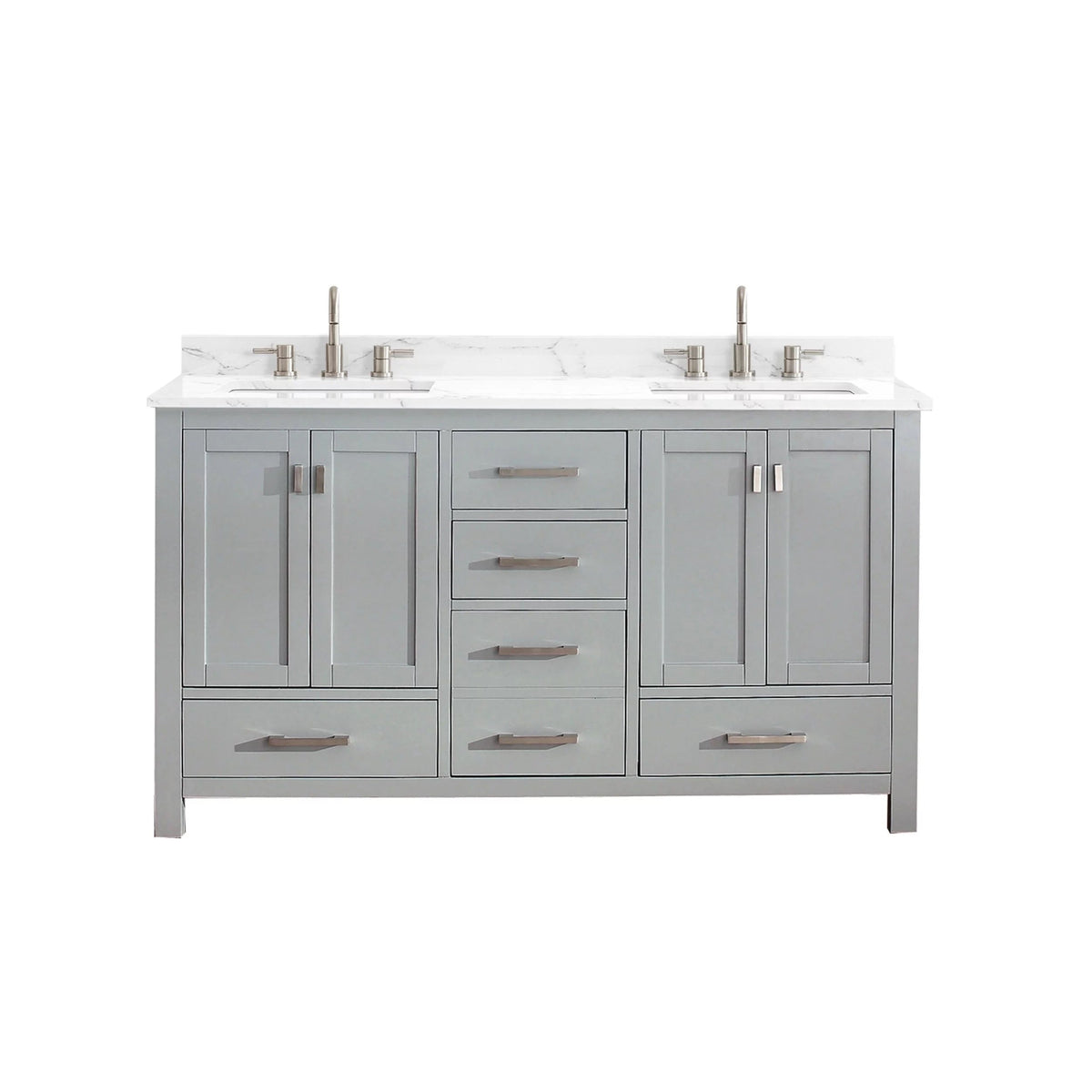 Kent 61 in. Gray Double Vanity with Engineered Cararra Top