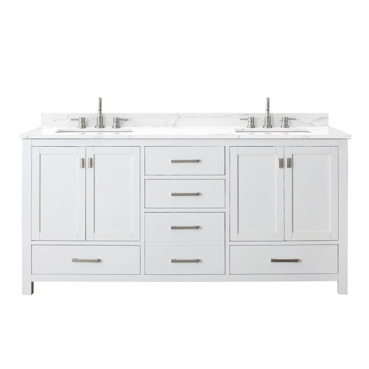 Kent 73 in. White Double Vanity with Engineered Cararra Top