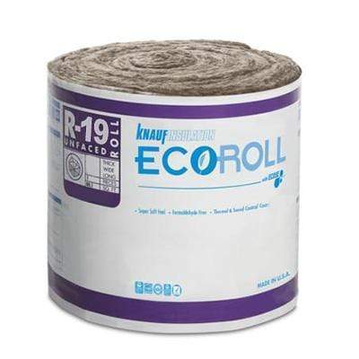 R-19 EcoRoll Unfaced Fiberglass Insulation Roll, 6-1/4 in x 15 in x 39.2 ft, 48.96 sq ft - Knauf Insulation