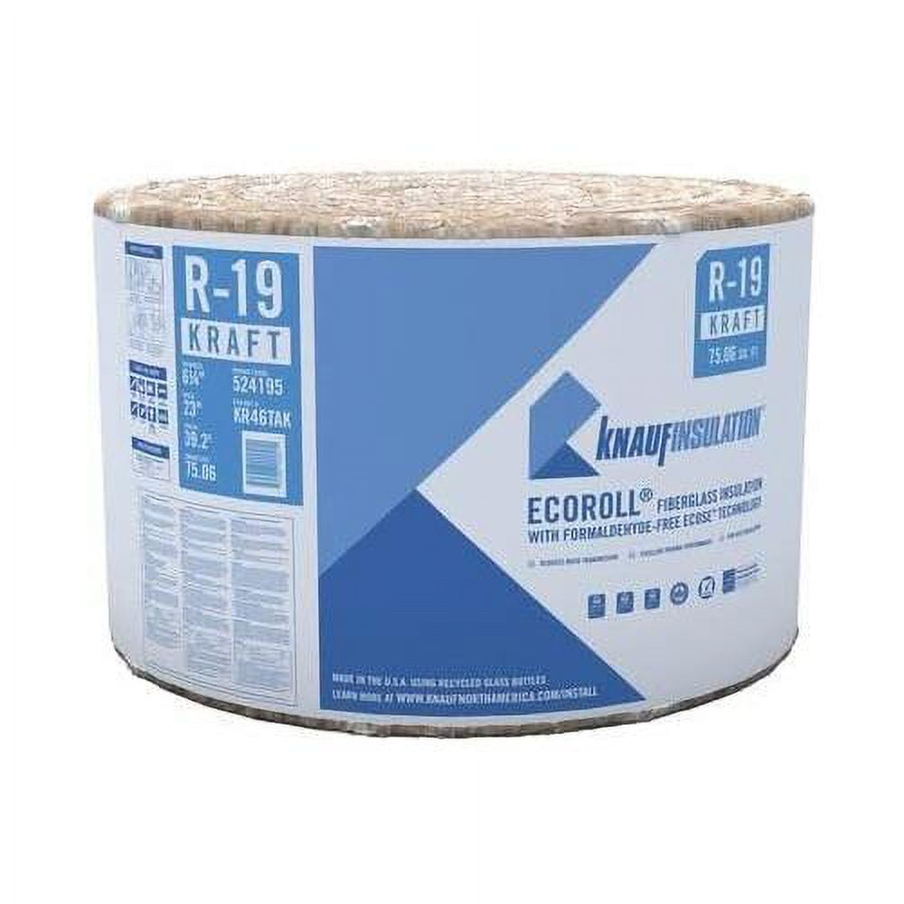 Knauf Insulation R-19 EcoRoll Unfaced Fiberglass Insulation Roll, 6-1/4 in x 23 in x 39.2 ft, 75.06 sq ft