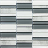 Emser La Vie 14-Pack Gray Glass Border Tile, 12 in. x 12 in. Mosaic