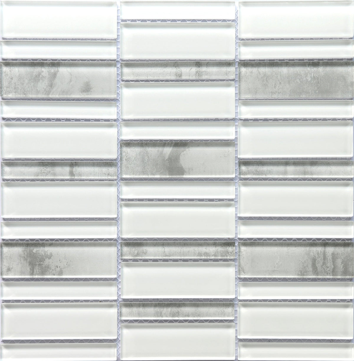 Emser La Vie 14-Pack Gray Glass Border Tile, 12 in. x 12 in. Mosaic