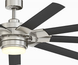Fanimation Studio Collection Slinger v2 72-in Matte Black LED Indoor/Outdoor Ceiling Fan with Light Kit and Remote (9-Blade)