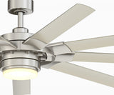 Fanimation Studio Collection Slinger v2 72-in Matte Black LED Indoor/Outdoor Ceiling Fan with Remote, 9-Blade