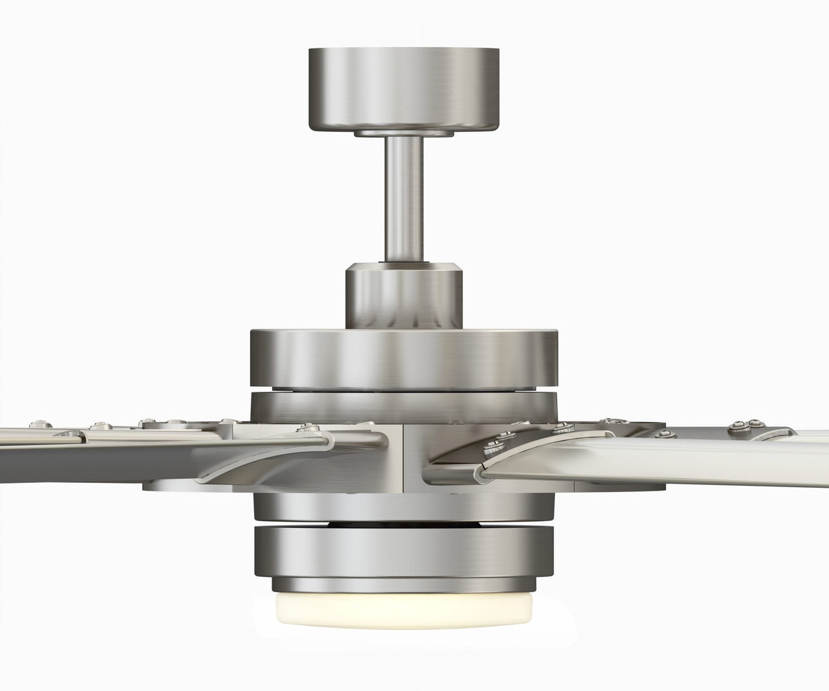 Fanimation Studio Collection Slinger v2 72-in Brushed Nickel LED Indoor/Outdoor Ceiling Fan with Light Kit and Remote (9-Blade)
