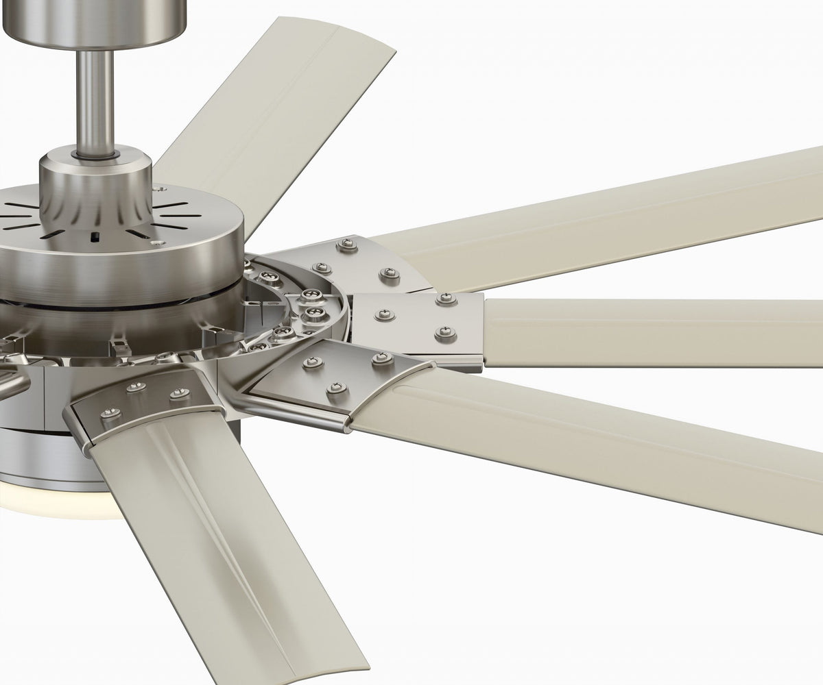 Fanimation Studio Collection Slinger v2 72-in Brushed Nickel LED Indoor/Outdoor Ceiling Fan with Light Kit and Remote (9-Blade)