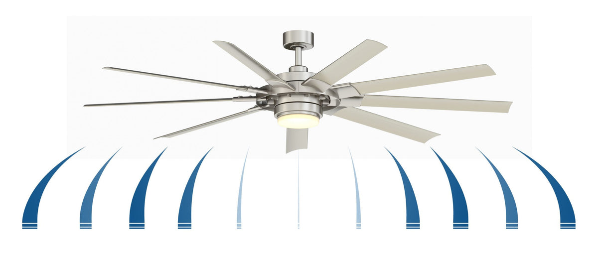 Fanimation Studio Collection Slinger v2 72-in Brushed Nickel LED Indoor/Outdoor Ceiling Fan with Remote, 9-Blade
