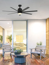 Fanimation Studio Collection Blitz 56-in Brushed Nickel LED Indoor/Outdoor Ceiling Fan with Light Kit and Remote, 7-Blade