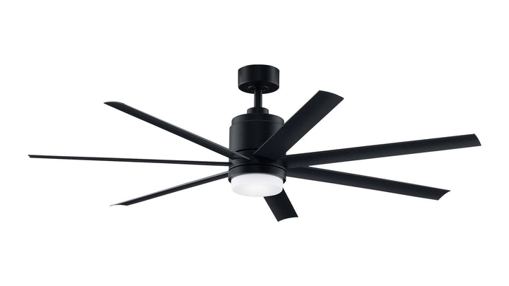 Fanimation Studio Collection Blitz 56-in Brushed Nickel LED Indoor/Outdoor Ceiling Fan with Light Kit and Remote, 7-Blade