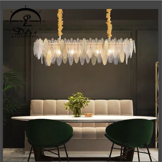 DLSS Lighting Leaf Shape Design Glass Pendant Lamp