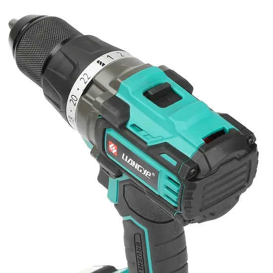 Liangye Factory Rechargeable Battery Operated Power Tools 18V Cordless Brushless Electric Drill