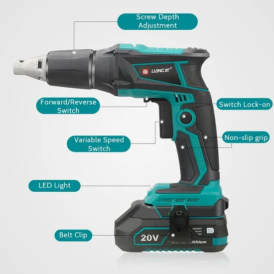 Liangye Power Tools 18V Battery Brushless Autofeed Drywall Collated Screwdriver