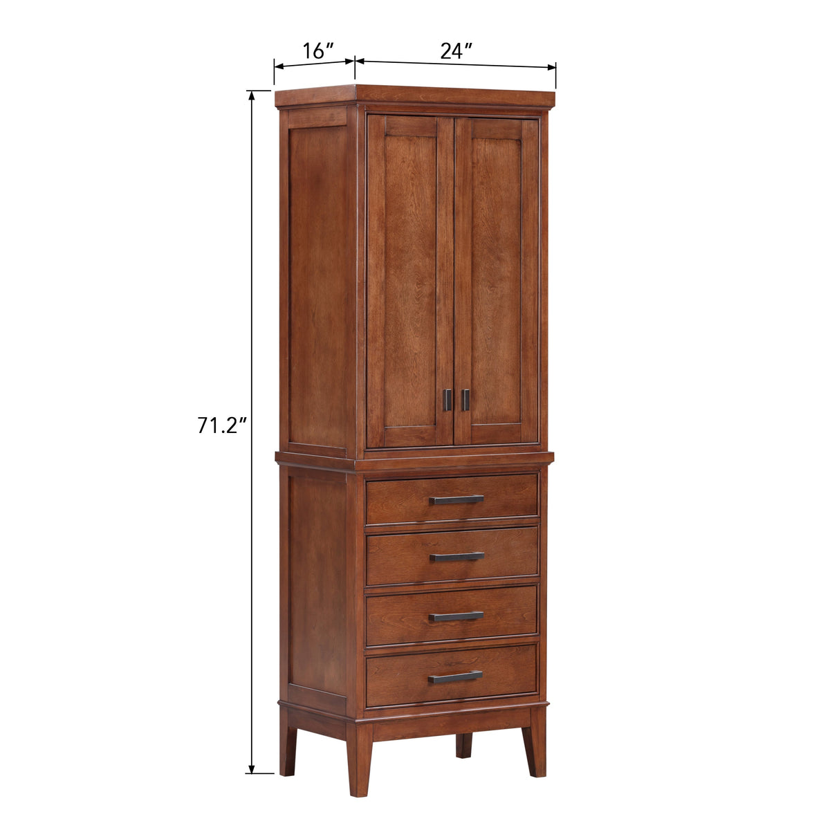 Avanity Madison 24-in W x 71.2-in H x 16-in D Tobacco Poplar Freestanding Linen Cabinet