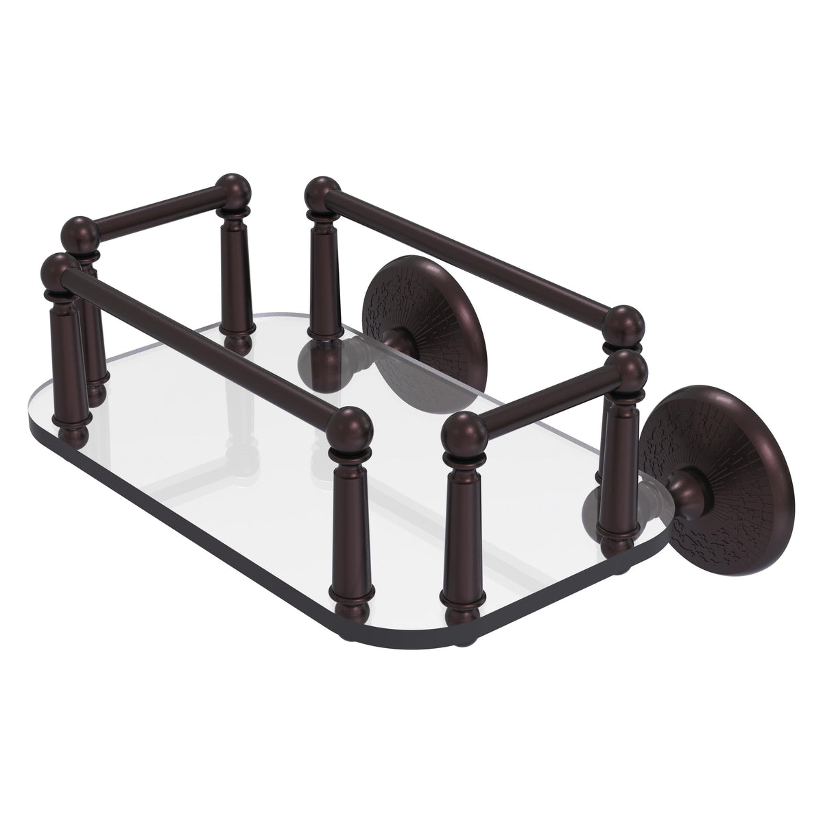 Allied Brass Monte Carlo Collection Wall Mounted Glass Guest Towel Tray in Antique Brass