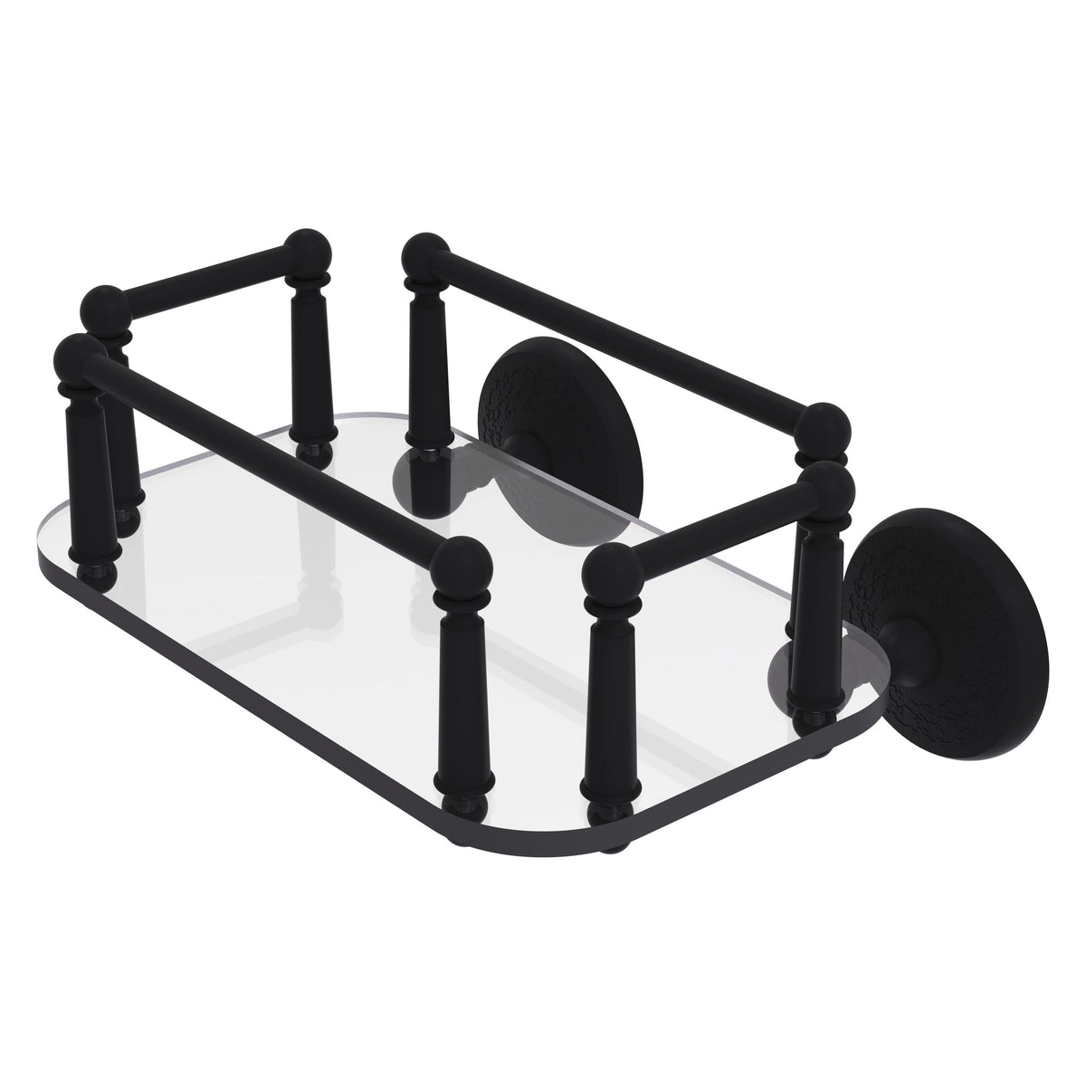 Allied Brass Monte Carlo Collection Wall Mounted Glass Guest Towel Tray in Antique Brass