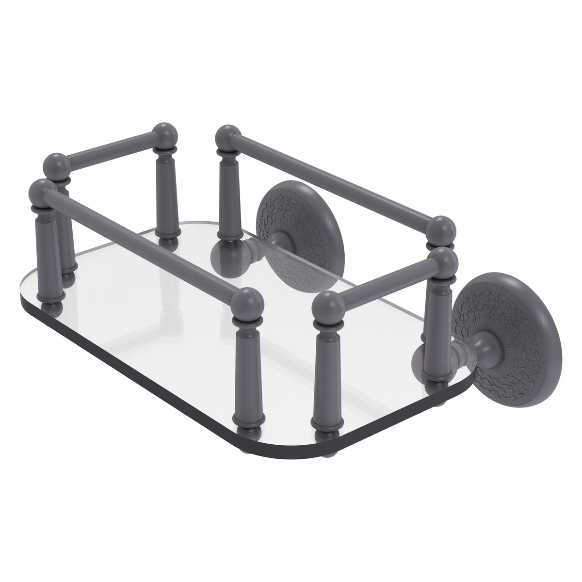 Allied Brass Monte Carlo Collection Wall Mounted Glass Guest Towel Tray in Antique Brass