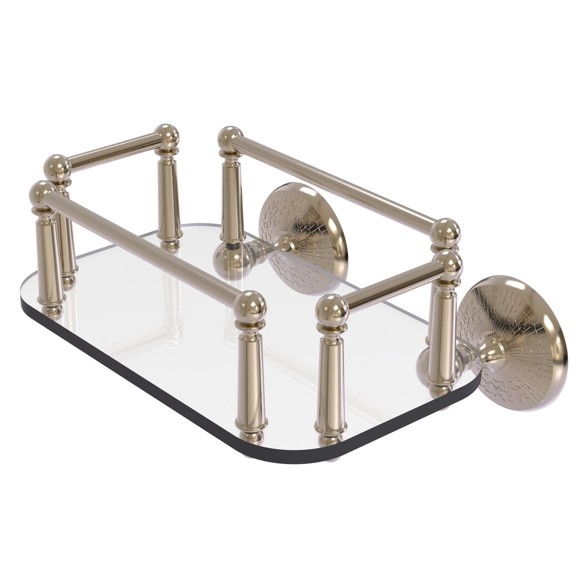 Allied Brass Monte Carlo Collection Wall Mounted Glass Guest Towel Tray in Antique Brass