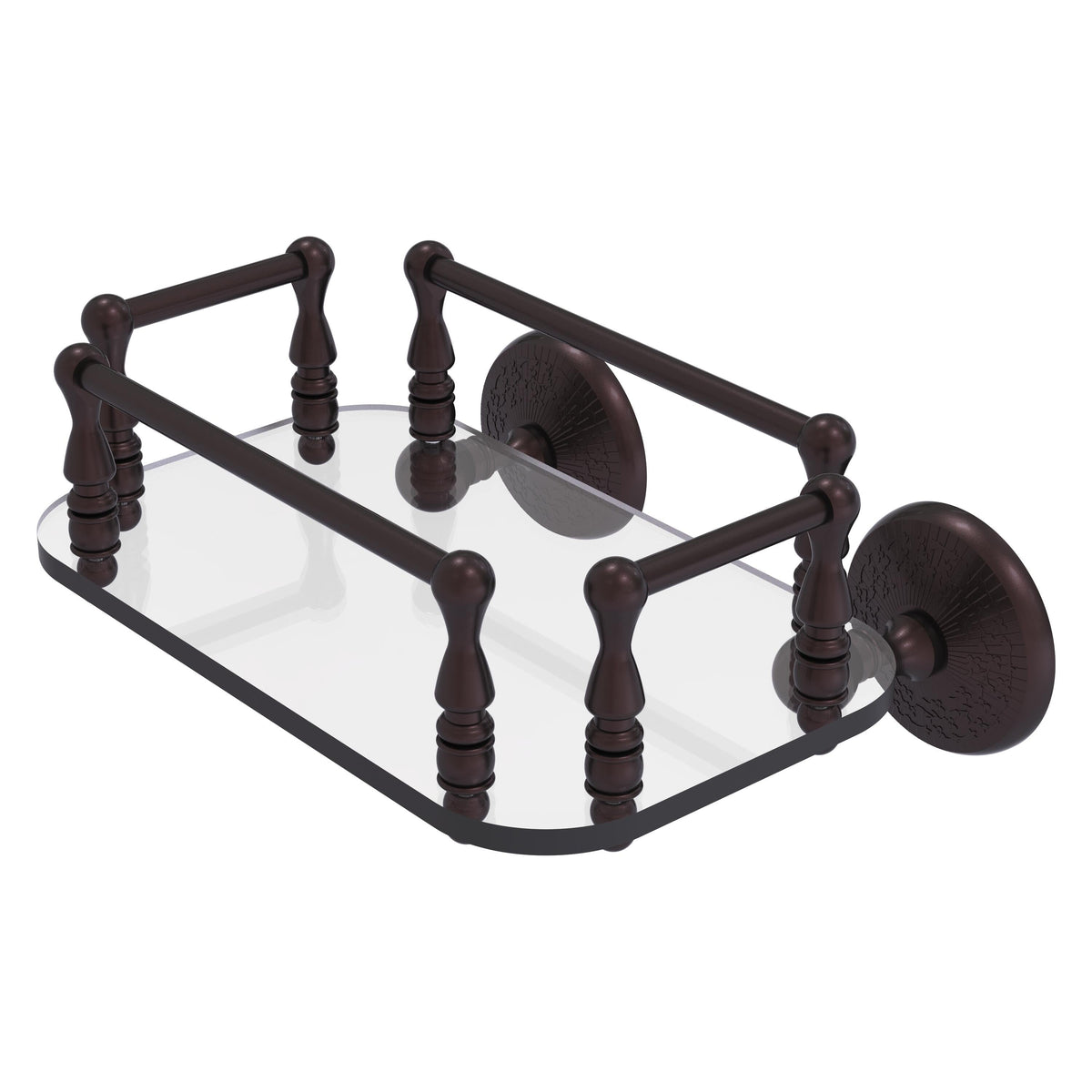 Allied Brass Monte Carlo Collection Wall Mounted Glass Guest Towel Tray in Antique Bronze