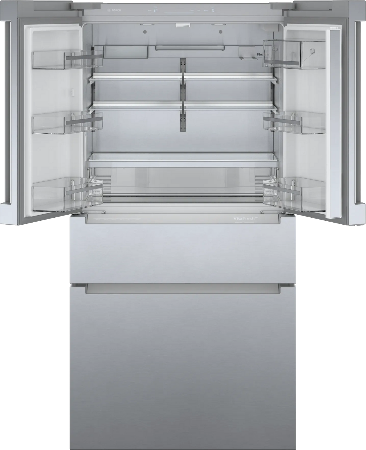 Bosch 800 Series 36 in. 21 cu. ft. French 4-Door Refrigerator, Stainless Steel, Dual Compressor, Counter-Depth