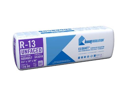 R-13 EcoBatt Unfaced Fiberglass Insulation Batt, 3-1/2 in x 16 in x 96 in, 128 sq ft | Knauf Insulation