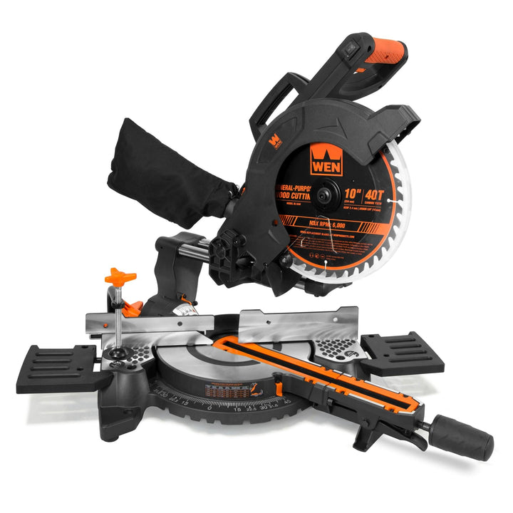 WEN 15 Amp 10 in. Single Bevel Compact Sliding Compound Miter Saw with Laser (MM1011T)