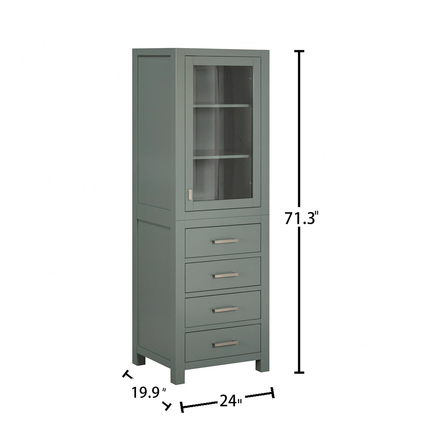 Avanity Modero 24"W x 20"D x 71.3"H Chilled Gray Linen Cabinet