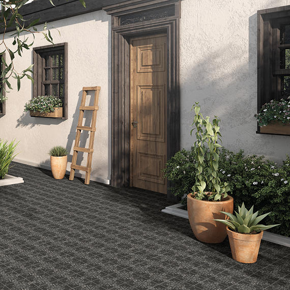 Moroccan Concrete Charcoal 8 in. x 9 in. Glazed Porcelain Hexagon Floor and Wall Tile (9.37 sq. ft./Case)