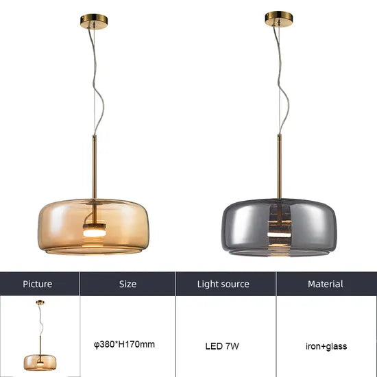 DLSS Metal Glass Lamp Shade Home Decor Dining Room LED Pendant Light