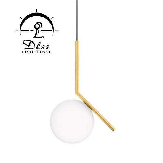 DLSS Lighting Modern Brass and White Glass Ball Hotel Project Pendant Lamp/Chandelier