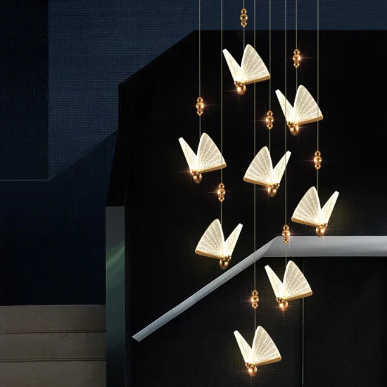 DLSSLIGHTING Modern Decoration Butterfly Design Hotel Lamp Living Hanging LED Chandeliers Pendant Lights