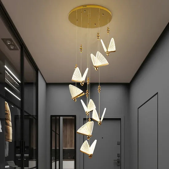 DLSSLIGHTING Modern Decoration Butterfly Design Hotel Lamp Living Hanging LED Chandeliers Pendant Lights