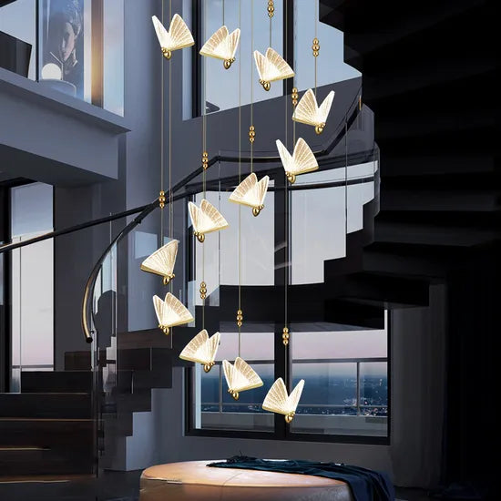 DLSSLIGHTING Modern Decoration Butterfly Design Hotel Lamp Living Hanging LED Chandeliers Pendant Lights
