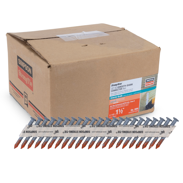 Simpson Hot Dipped Galvanized Collated Smooth Shank Connector Nails 1-1/2" x .148 3M/Box