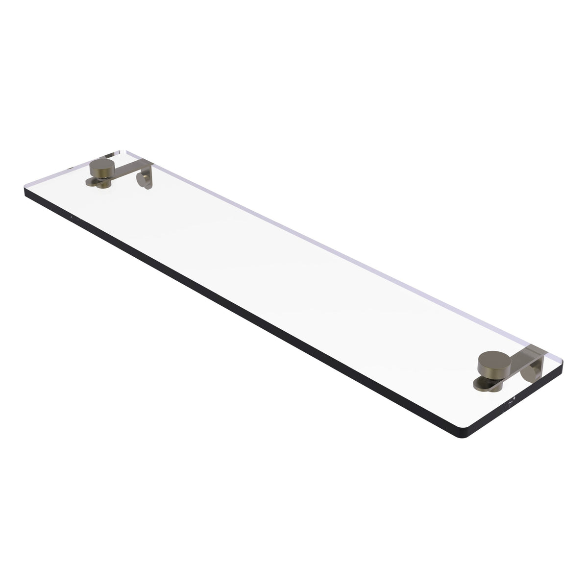 Allied Brass 22 in. L x 2 in. H x 5 in. W Clear Glass Vanity Bathroom Shelf in Satin Chrome